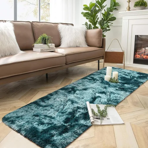 Miniatura 59 de DweIke Alfombras Shag Esponjosas Azules para Dormitorio Sala de Estar, 5x8 Grande Suave Felpa Tie-Dye Azul Cielo para Niñas y Niños, Alfombra Azul
