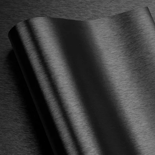 LACHEERY Papel de Contacto de Acero Inoxidable Negro para Electrodomésticos Refrigerador Papel Tapiz Metálico Moderno Despegar y Pegar para