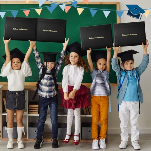 Miniatura 6 de Paquete de 6 fundas de diploma de graduación de 8.5 x 11 pulgadas, cubiertas impresas para certificados de cuero sintético para escuela secundaria