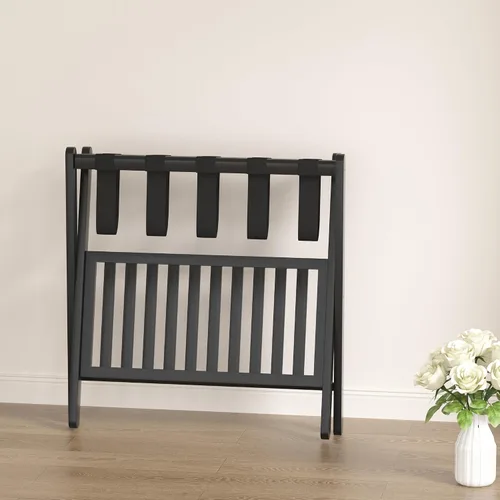 Miniatura 9 de Portaequipajes plegable con estante de almacenamiento para habitación de invitados Hotel Essentials de bambú sólido resistente soporte