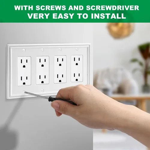 Miniatura 6 de Placa Decorativa de Pared Moderna Blanca para Interruptor de Luz, Cubiertas de Enchufes Decorativos, Placas de Interruptor Basculante
