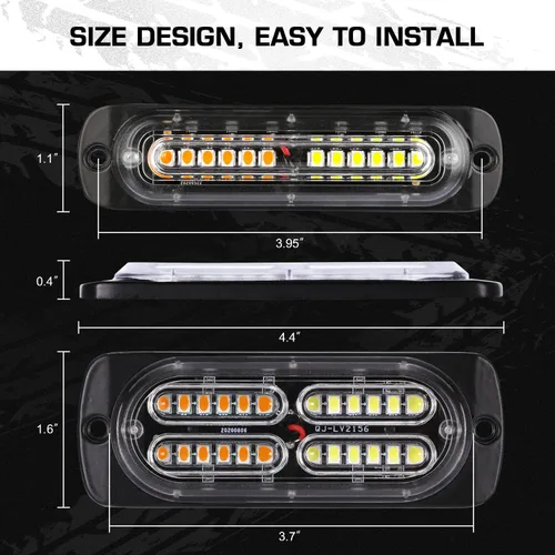 Miniatura 8 de LINKITOM - 12 luces estroboscópicas intermitentes con función de sincronización, para montaje en superficie, luces de emergencia, de advertencia