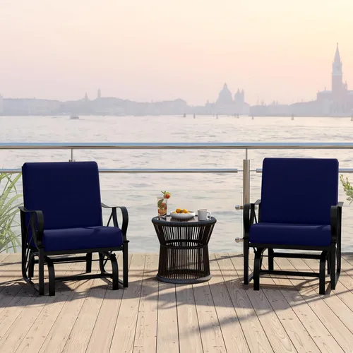 Miniatura 4 de Tangkula Planeador de patio al aire libre, silla deslizante con marco de metal con cojín, silla ergonómica para patio al aire libre para una sola