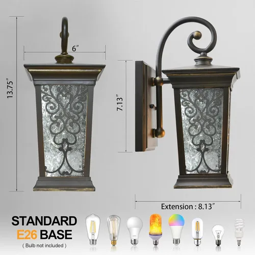 Miniatura 4 de ALVIME - Lámparas de pared para exteriores, accesorios de iluminación exterior de bronce aceitado de 14 pulgadas, luces impermeables