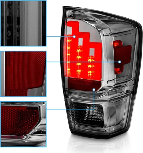 Miniatura 4 de AmeriLite Para Toyota Tacoma Pickup Truck 2016-2023 Lámpara LED de estacionamiento de tubo de humo cromado montaje de luces traseras - lado