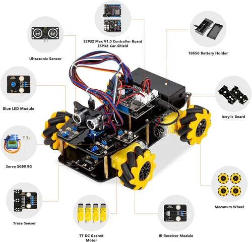 Miniatura 5 de ACEBOTT Kit de robot inteligente para automóvil compatible con Arduino, robótica para niños de 8 a 12 años de 12 a 16 años, proyecto de programación