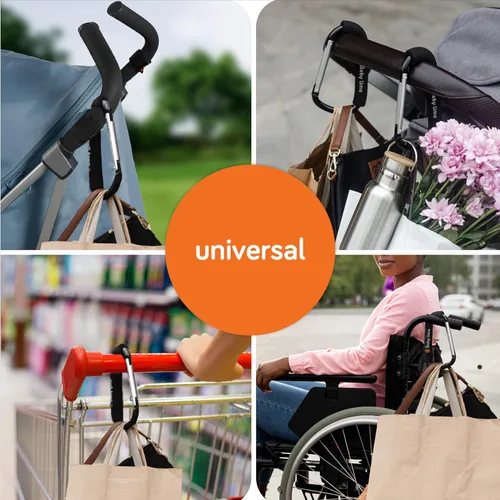Miniatura 3 de Baby Uma Ganchos XL para Cochecito para Bolsas (Paquete de 2) – Clips y Ganchos Universales para Cochecito con Mango de Espuma, Capacidad