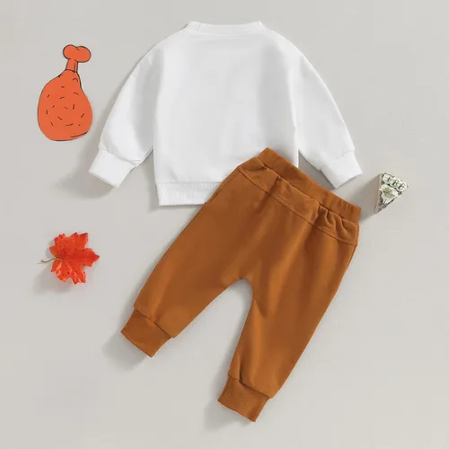 Miniatura 276 de Adobabirl Conjunto de sudadera y pantalones de Halloween para bebé, sudadera y pantalones con parche de calabaza para Halloween, otoño, ropa de bebé
