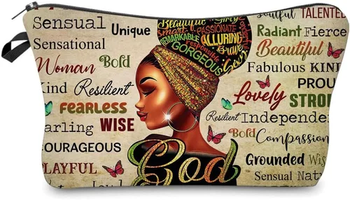 Miniatura 13 de Bolsa de maquillaje afroamericana para monedero, bolsas de cosméticos negras afro para mujer, regalo inspirador, pequeña bolsa de cosméticos