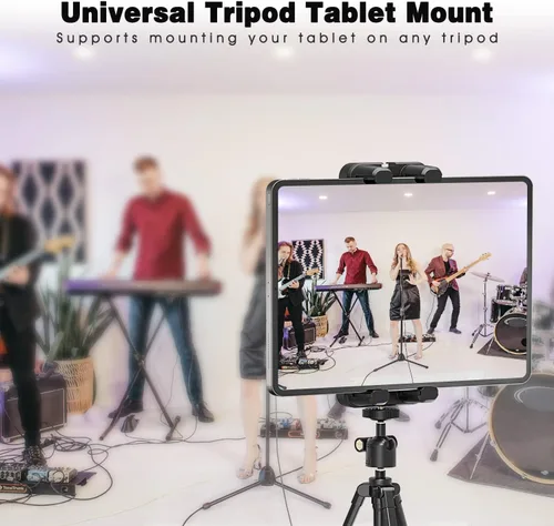 Miniatura 4 de Adaptador de trípode para tablet con cabeza esférica, soporte para tabletas de 4.7 a 12.9 pulgadas, compatible con iPad Pro, Air, Mini, Selfie