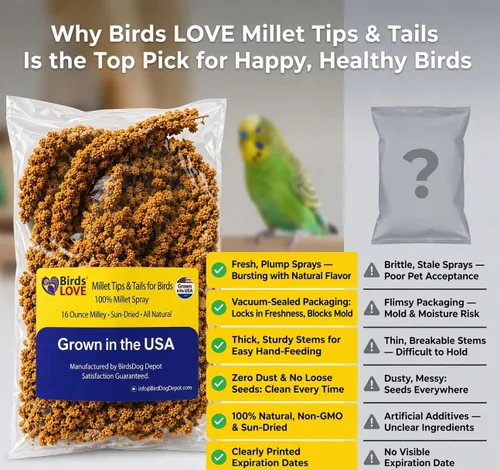 Miniatura 3 de Birds LOVE Puntas y Colas de Mijo para Aves - Periquitos, Cacatúas, Periquitos, Pinzones, Cotorras, Canarios, Cacatúas - Mijo Natural y Saludable