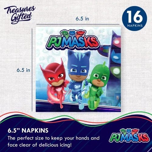 Miniatura 3 de Treasures Gifted Servilletas de PJ Masks con licencia oficial, paquete de 16 – Suministros de fiesta de PJ Masks – Suministros para fiesta