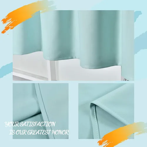 Miniatura 5 de DECOVSUN Cenefas Aqua para ventanas de cocina, con bolsillo para barra, opacas, con aislamiento térmico, 1 panel de 42 x 18 pulgadas