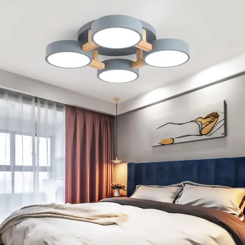Miniatura 3 de Lámpara LED de techo, 20 pulgadas, 4 luces, moderna lámpara de techo empotrada de madera de 44 W para sala de estar, dormitorio, cocina, regulable