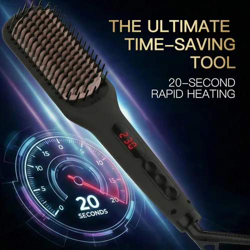 Miniatura 3 de MEGAWISE Cepillo alisador de pelo iónico Pro Ceramic para salón en casa, cepillo alisador con tecnología de calefacción de 20 segundos, apagado