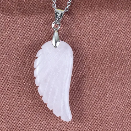 Miniatura 3 de Piedras colgantes de ala de ángel tallada de 1.378in, cristal de roca, opalita, fluorita, lapislázuli, rodonita, colgante para mujeres y hombres