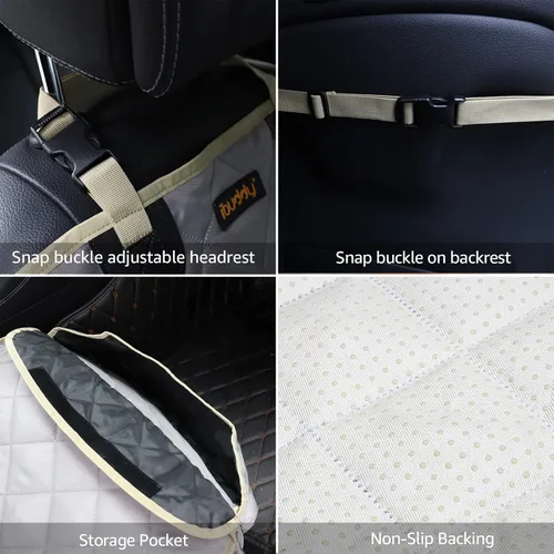 Miniatura 6 de Funda de asiento para perro para asiento delantero, impermeable, protege los asientos del pelo, la suciedad y los derrames líquidos, a prueba de Gris