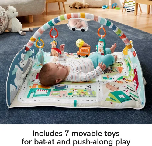 Miniatura 3 de Fisher-Price Alfombra de juegos para bebé, gimnasio de ciudad a jumbo con música y luces para juegos de desarrollo, recién nacidos a partir de 0