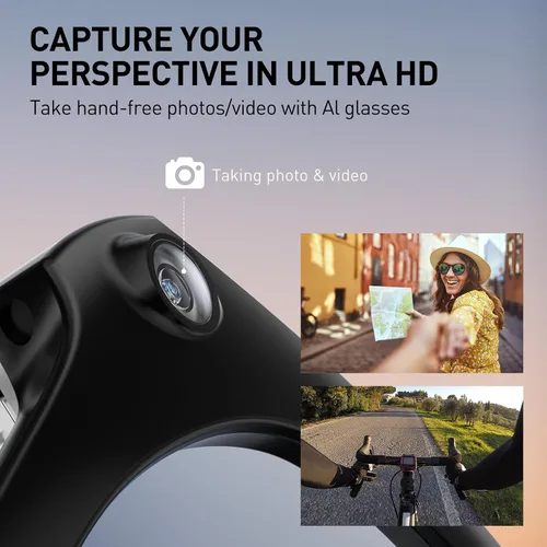 Miniatura 3 de Lentes inteligentes AI con cámara, lentes de cámara 2K, lentes de grabación de video de 12 MP, traducción en tiempo real, asistente de voz AI, gafas