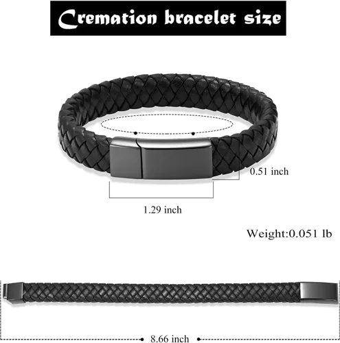 Miniatura 7 de Imrsanl Pulsera de urna de cremación para cenizas para mujeres y hombres, pulsera de urna de cuero trenzado conmemorativo para cenizas humanas