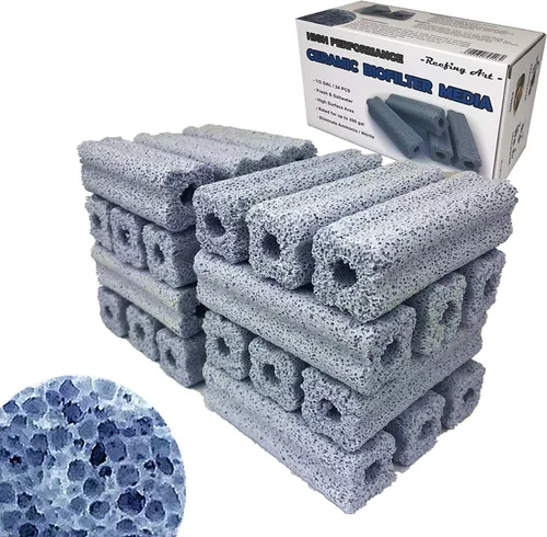Medios de filtro biológico de cerámica, amplia superficie para recipiente de sumidero de acuario (1 caja/24 piezas)