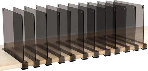 Miniatura 40 de HBlife 12 piezas de divisores de estante de acrílico transparente, organizador vertical de bolsos para armario, perfecto para suéteres, camisas