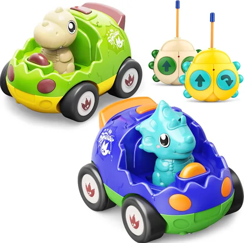 Miniatura 7 de Kidz do Paquete de 2 Coches de Control Remoto de Dinosaurio Rosa, Regalos de Navidad y Cumpleaños para Niñas de 2 3 4 5 Años, Coche RC de Dinosaurio