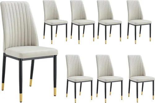 Miniatura 12 de Juego de 4 sillas de comedor modernas, de piel sintética, con patas de metal, para comedor, oficina, sala de espera (juego de 4, color blanco)