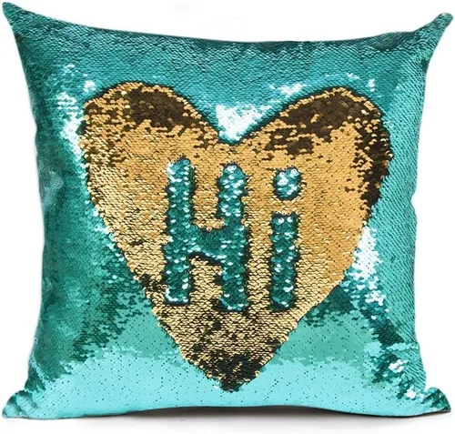 Miniatura 12 de MOCOFO Fundas de almohada decorativas de lentejuelas mágicas reversibles 16x16-2 de plata a oro + 2 de oro a negro de ante premium para habitación 4