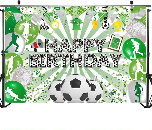Miniatura 3 de Mocsicka Telón de fondo de cumpleaños con temática de fútbol, decoración de fiesta de fútbol, fondo de fotos, decoraciones de fiesta de fútbol