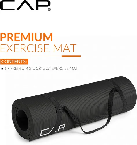 Miniatura 2 de CAP Barbell Colchoneta de yoga y ejercicio de alta densidad de 1/2 pulgada con correa Múltiples opciones