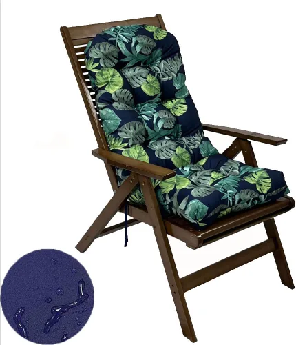 Adirondack - Cojín impermeable para silla mecedora para interiores y exteriores, cojines de respaldo alto para patio con lazos, 43.3 x 19.7 pulgadas