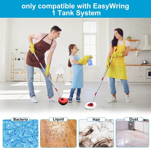 Miniatura 5 de Cabezal de trapeador giratorio y cepillo de repuesto para O Cedar EasyWring 1 tanque, color blanco 4 Microfiber Mop Refills, 1 Scrub Brush, 1