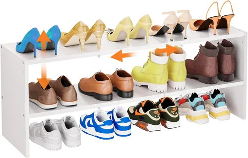 Miniatura 10 de X-cosrack - Organizador de zapatero de 2 niveles para armario, zapatero blanco expandible y ajustable, estantes de almacenamiento de zapatos