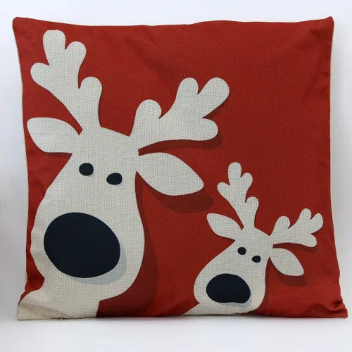 Miniatura 4 de Funda de cojín decorativa con diseño navideño para cama, niños, sofá de 18 x 18 pulgadas, diseño de ciervo dorado con nariz roja, sin relleno