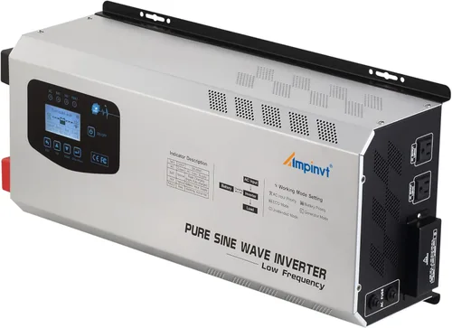 Ampinvt Inversor de Potencia de Onda Sinusoidal Pura 5000W Pico 15000 Watts 24V DC a 120/240V AC Fase Dividida con Cargador AC de Batería, Inversor