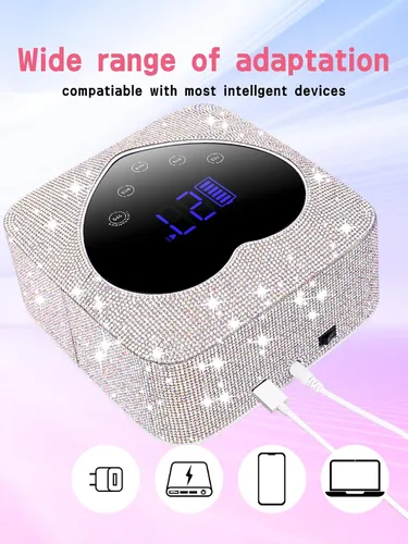 Miniatura 5 de Hongfa - Lámpara de uñas inalámbrica, secador de uñas LED UV recargable para esmalte de gel con pantalla LCD, sensor automático y 5 ajustes