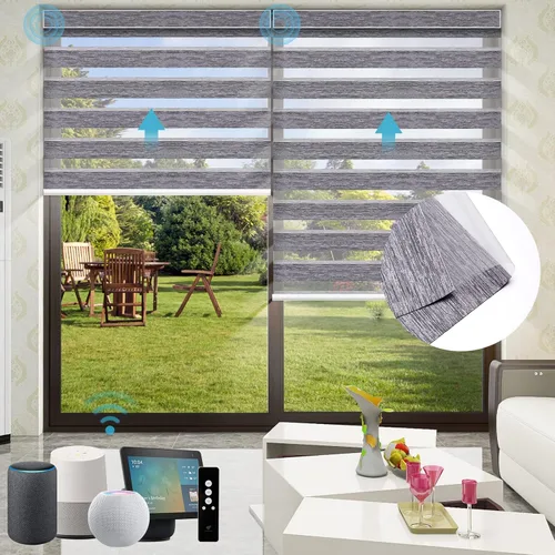 Miniatura 25 de SmartWings Persianas motorizadas de cebra con cenefa funcionan con Homekit Thread Alexa Z-Wave Smart de doble capa con control remoto, persiana