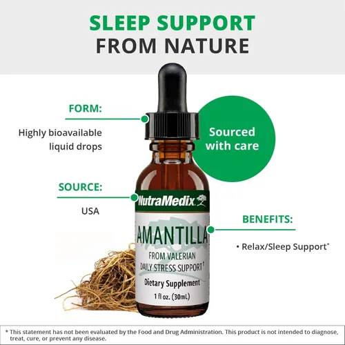 Miniatura 4 de NutraMedix Tintura de Amantilla - Extracto de raíz de valeriana para apoyar el estrés - Promueve la sensación general de calma con raíz de valeriana