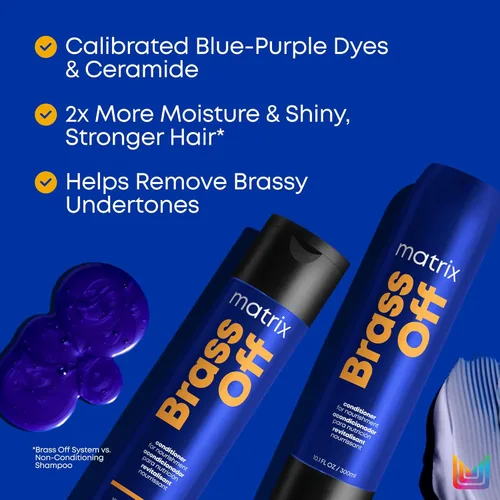 Miniatura 4 de Matrix Juego de champú y acondicionador pigmentado de latón azul apagado Elimina matices de naranja cobrizo Acondicionador tonificante