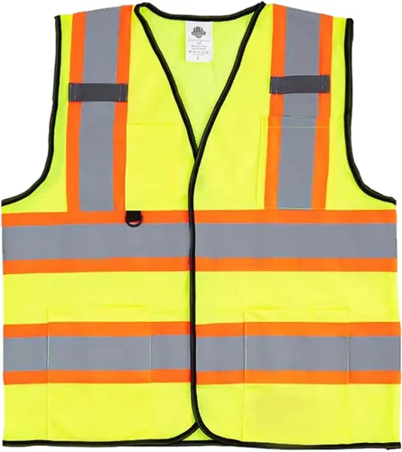 Miniatura 4 de Dazonity Chaleco de seguridad con múltiples bolsillos, 5 piezas, reflectante y de alta visibilidad para el trabajo, construcción, estacionamiento