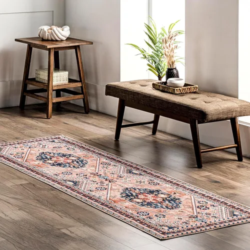 nuLOOM Nevaeh - Alfombra de pasillo ultrafina lavable a máquina, 2 pies 6 pulgadas x 8 pies, color azul