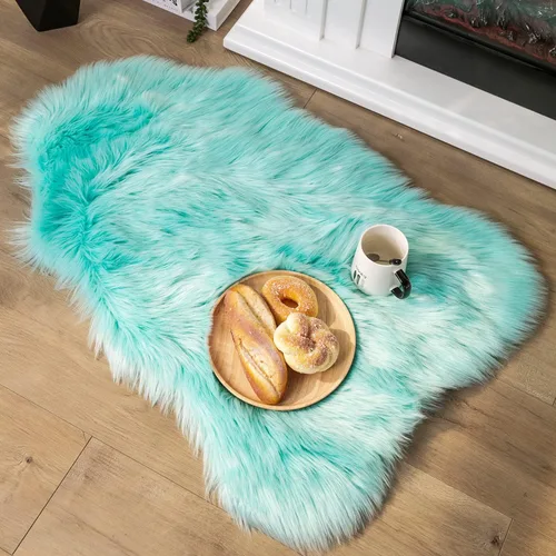 Miniatura 120 de Ashler Home Deco - Tapete de pelo sintético de oveja, mullido, suave, de 2 x 3 pies, lavable a máquina, dormitorio, habitación de los niños, sala