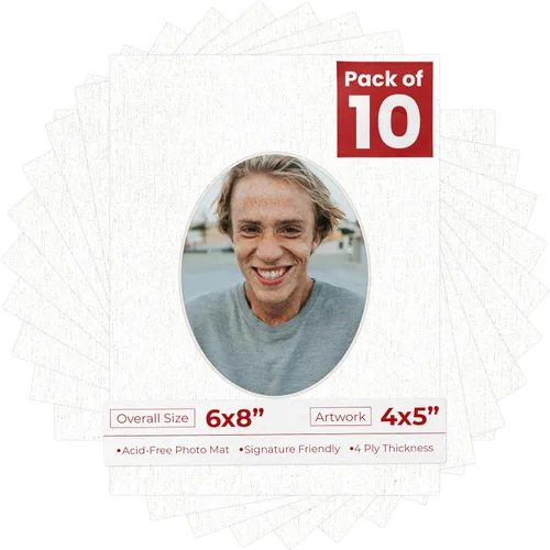 Miniatura 27 de Alfombrilla de 6 x 8 pulgadas, corte biselado para fotos de 4 x 5 pulgadas, diseño ovalado de color gris medio, sin ácidos, mate para proteger tus