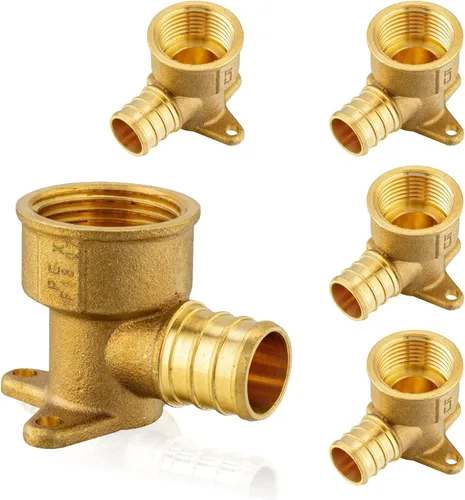 Miniatura 20 de Paquete de 5 accesorios PEX, adaptador de codo de oreja NPT roscado hembra Pex de 1/2 pulgadas x 1/2 pulgadas, accesorios de engarce de latón