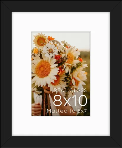 Golden State Art, Portarretratos de 8 x 10 pulgadas con paspartú para fotos de 5 x 7 pulgadas - Vidrio de alta definición para montaje en pared o 1