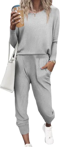 Miniatura 35 de Ekouaer Conjunto de pijama de manga larga para mujer, ropa de dormir suave con cuello redondo y bolsillos