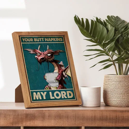 Miniatura 6 de Your Butt Napkins My Lord FRAMED - Decoraciones de dragón - Decoración gótica de baño - Decoración medieval - Divertido arte de pared de baño - Arte