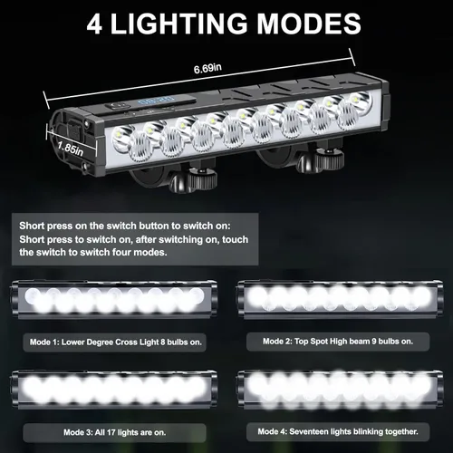 Miniatura 3 de 17* LED 4800 Lumen Bike Lights, USB-C Rechargeable Bicycle Light, Super Bright Bike Lights for Night Riding, IP65 Waterproof Bicycle Headlight, for