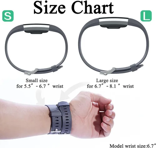 Miniatura 7 de Correas de reemplazo Maledan compatibles con Fitbit Charge 2, paquete de 3, grandes, gris/azul/negro Negro/Azul/Gris